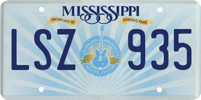 MS license plate LSZ935