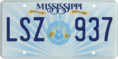 MS license plate LSZ937