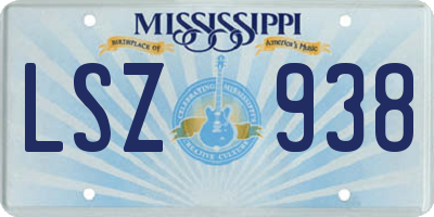 MS license plate LSZ938