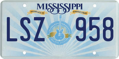 MS license plate LSZ958