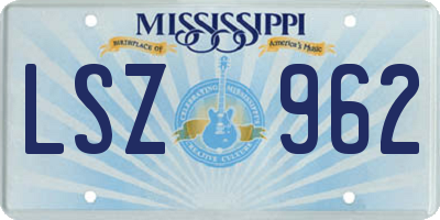 MS license plate LSZ962