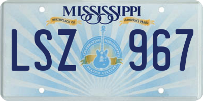 MS license plate LSZ967
