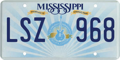 MS license plate LSZ968