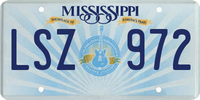 MS license plate LSZ972