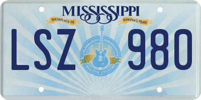 MS license plate LSZ980
