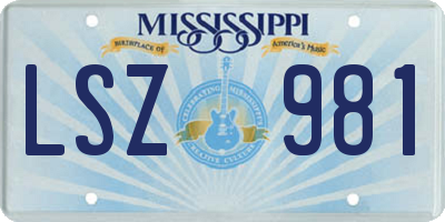 MS license plate LSZ981