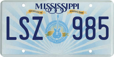 MS license plate LSZ985