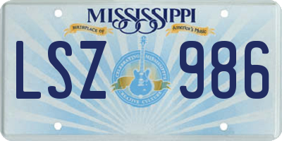 MS license plate LSZ986