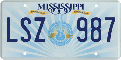 MS license plate LSZ987