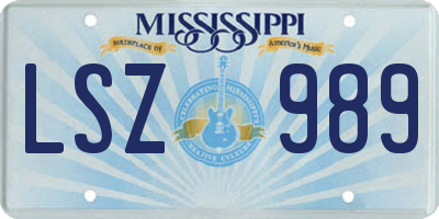 MS license plate LSZ989