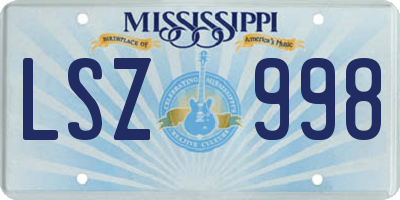 MS license plate LSZ998