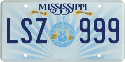 MS license plate LSZ999