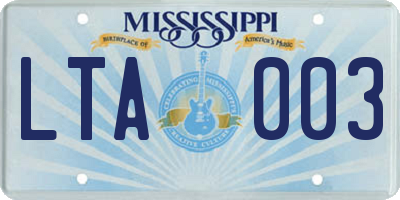 MS license plate LTA003