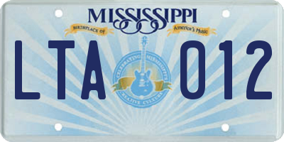 MS license plate LTA012