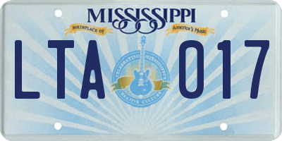 MS license plate LTA017