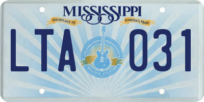 MS license plate LTA031