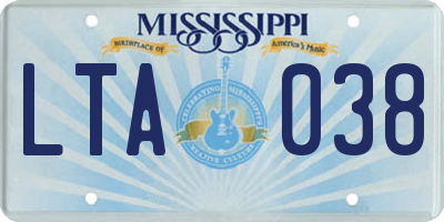 MS license plate LTA038