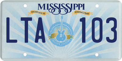 MS license plate LTA103