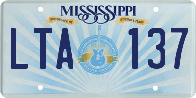 MS license plate LTA137