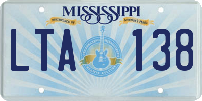 MS license plate LTA138