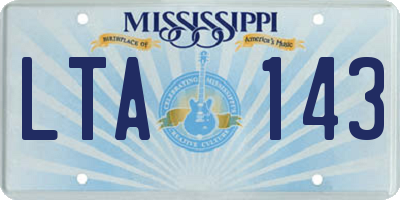 MS license plate LTA143
