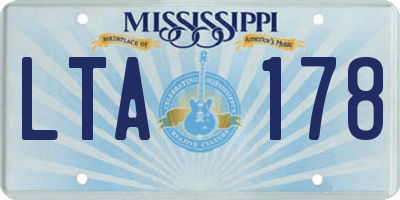 MS license plate LTA178