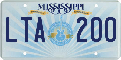 MS license plate LTA200
