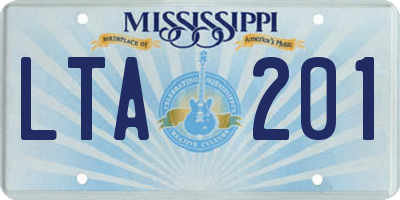 MS license plate LTA201