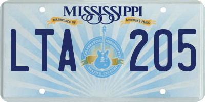 MS license plate LTA205