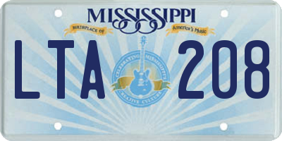 MS license plate LTA208