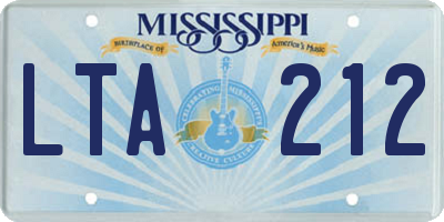 MS license plate LTA212