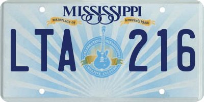 MS license plate LTA216
