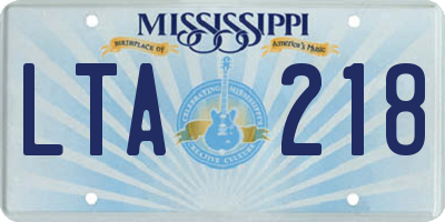 MS license plate LTA218