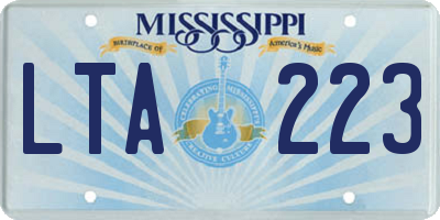 MS license plate LTA223