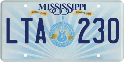 MS license plate LTA230