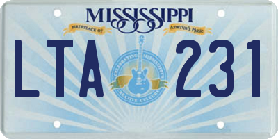 MS license plate LTA231