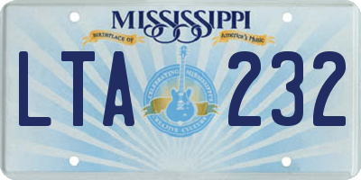 MS license plate LTA232