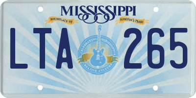 MS license plate LTA265