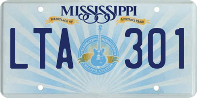MS license plate LTA301
