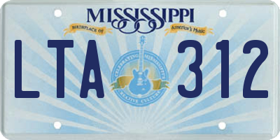 MS license plate LTA312