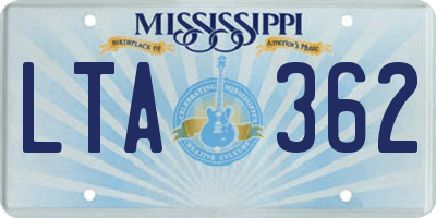 MS license plate LTA362