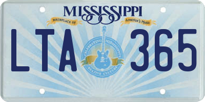 MS license plate LTA365