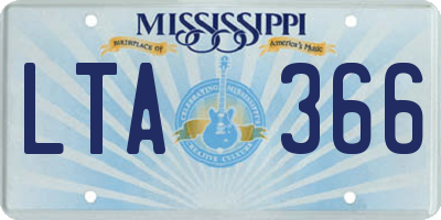 MS license plate LTA366