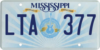 MS license plate LTA377