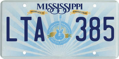 MS license plate LTA385