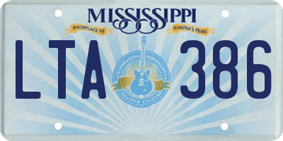 MS license plate LTA386