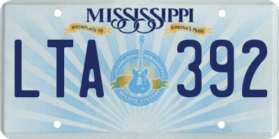 MS license plate LTA392