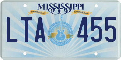 MS license plate LTA455