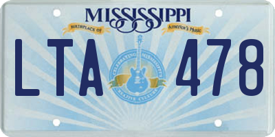 MS license plate LTA478