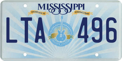 MS license plate LTA496